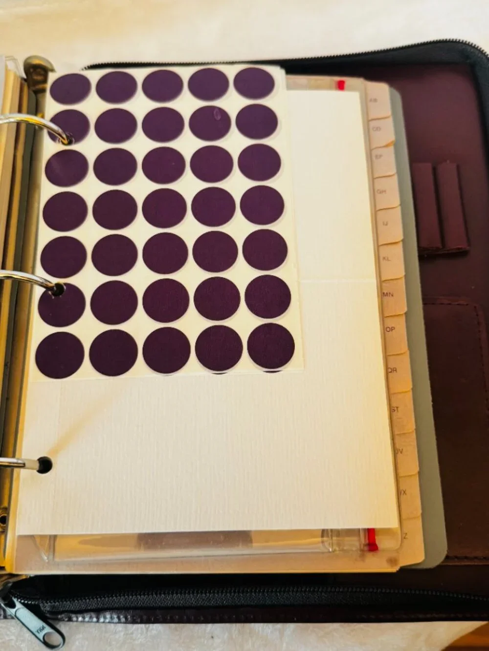 Vtg Professional Organizer Planner Red Maroon Faux Leather 3 Ring Binder YKK Zip